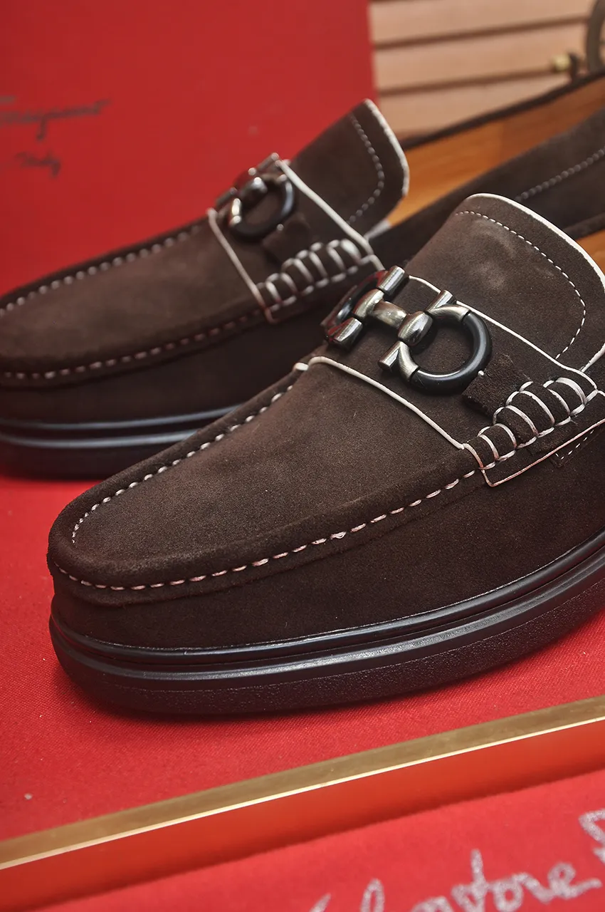 Men's shoes 💰440💶[Ferragamo/Ferragamo] The latest model in the counter. Original imported high-quality cowhide with open sides + imported 🐂 water-dyed cowhide lining + original luxury metal buckle + original combined outsole. No pressure for comparison. 38--45 (45 is custom-made and cannot be returned or exchanged)